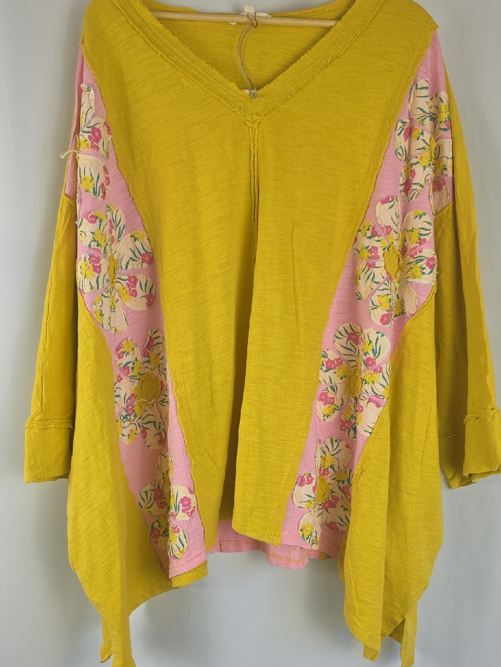 Blue Velvet Floral Patchwork Boho Tunic Top NWT Oversized